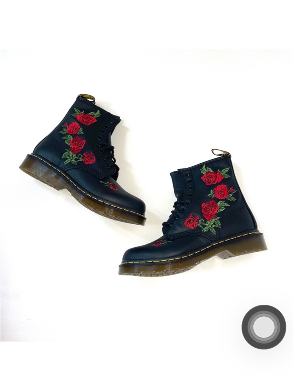 NEW Dr. Martens 1460 Vonda Floral Leather Lace Up Boots Black Size 8 - Picture 3 of 5